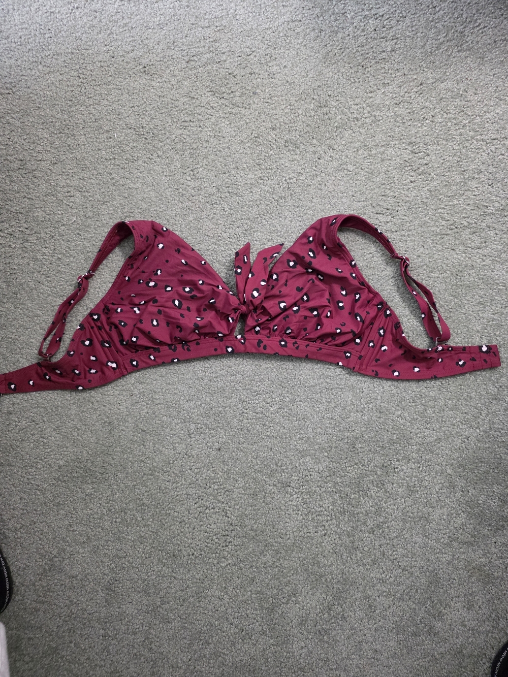 Women’s Swim Bikini Top in Burgundy Animal Print